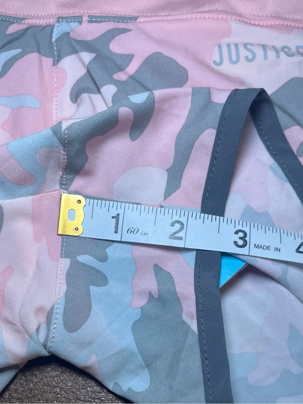 Justice Girls Pink Camo Active Running Shorts Built In Liner Size 7 NWT